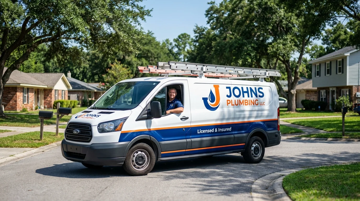 Johns Plumbing LLC service van in North Conway, NH