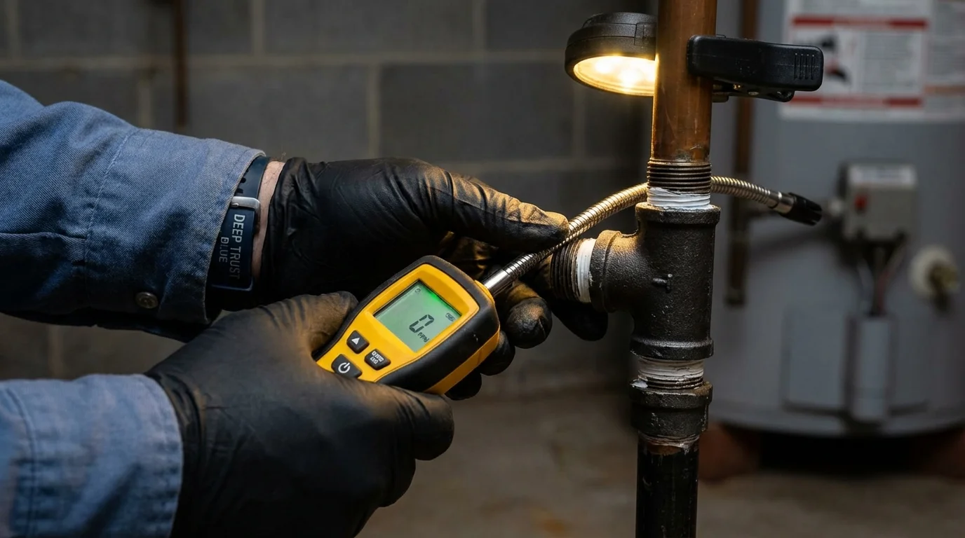 Gas leak detection with electronic sniffer by Johns Plumbing LLC in North Conway