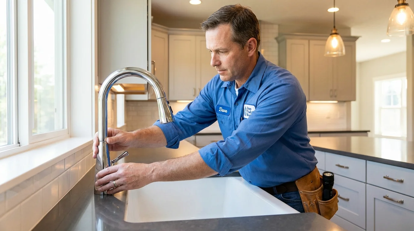 Kitchen faucet installation by Johns Plumbing LLC in North Conway